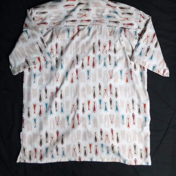 Vintage Da Vinci Fish Pattern Polyester Disco Shirt - Picture 8 of 8